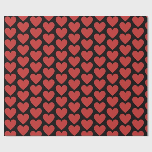 Königin der roten Herzen auf schwarzem Hintergrund Geschenkpapier (Flach)
