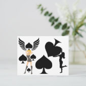 Königin der Spades Holding Black Ace Postkarte (Stehend Vorderseite)