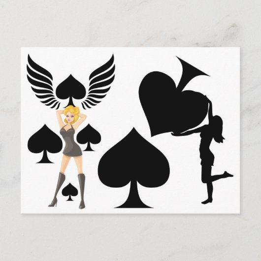 Königin der Spades Holding Black Ace Postkarte (Vorderseite)