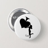 Königin der Spades Holding Black Ace Thunder_Cove Button (Vorne & Hinten)