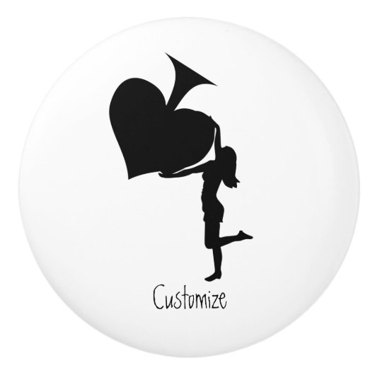 Königin der Spades Holding Black Ace Thunder_Cove Keramikknauf (Vorderseite)