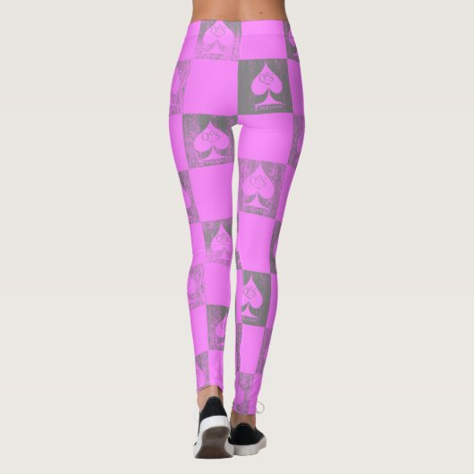 Königin der Spades Leggings Pink Fade Schachbretts (Rückseite)
