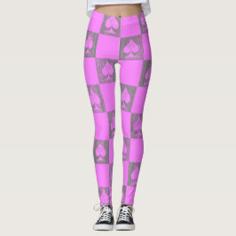 Königin der Spades Leggings Pink Fade Schachbretts