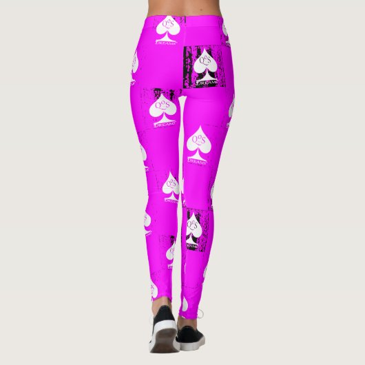 Königin der Spades Leggings Rosa Weiße Schachbrett (Rückseite)