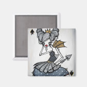 Königin der Spades Square Magnet (Vorderseite/Rückseite)