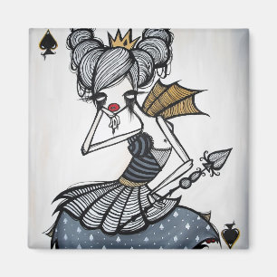 "Königin der Spaten" quadratischer Magnet