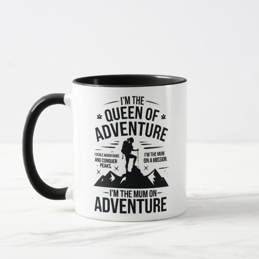 Königin des Abenteuer-Wander-Mutter-Typografie-Des Tasse (Links)