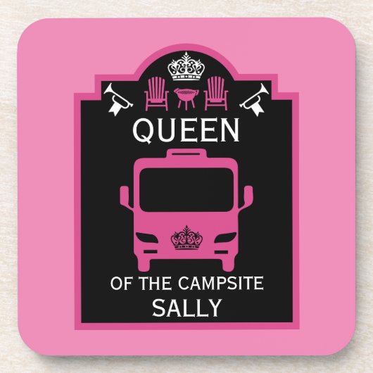 Königin des Campings Getränkeuntersetzer (Vorderseite)