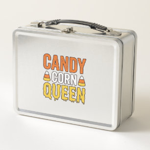 Königin des Candy Corn Vintage-Halloween-T-Shirt-D Metall Brotdose