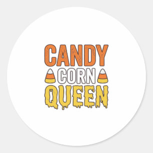 Königin des Candy Corn Vintage Halloween T-Shirt D Runder Aufkleber