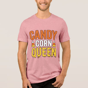 Königin des Candy Corn Vintage-Halloween-T-Shirt-D Tri-Blend Shirt