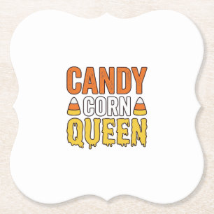 Königin des Candy Corn Vintage-Halloween-T-Shirt-D Untersetzer