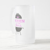 Königin des Grills, rosa Kronenrosa Mattglas Bierglas (Vorderseite Links)