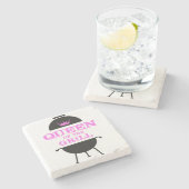 Königin des Grills, rosa Kronenrosa Steinuntersetzer (Seitenansicht)