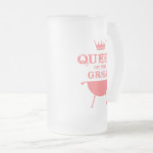 Königin des Grills, rosa Mattglas Bierglas (VorderseiteRechts)