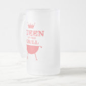 Königin des Grills, rosa Mattglas Bierglas (Vorderseite Links)