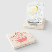 Königin des Grills, rosa Steinuntersetzer (Seitenansicht)