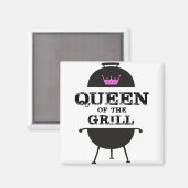 Königin des Grills, schwarz-rosa Krone Magnet (Vorderseite/Rückseite)