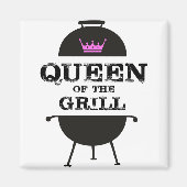 Königin des Grills, schwarz-rosa Krone Magnet (Vorne)