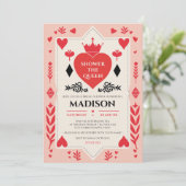 Königin des Herzens Brautparty Wunderland Teezerem Einladung (Stehend Vorderseite)