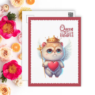 Königin des Herzens Chibi Angel Cat Valentine Feiertagspostkarte