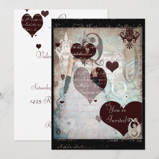 Königin des Herzens Einladung (Vorne/Hinten)