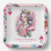 Königin des Herzens Kartenspielen Rosa Brautparty Pappteller (Vorderseite)