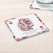 Königin des Herzens Kartenspielen Rosa Brautparty Rechteckiger Pappuntersetzer (angewinkelt)