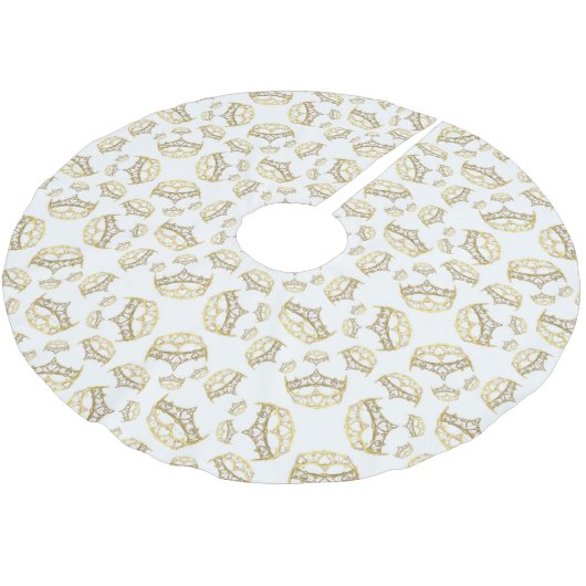 Königin des Herzens Kronen-Tiara-Baummusterrock Polyester Weihnachtsbaumdecke (Schrägansicht)