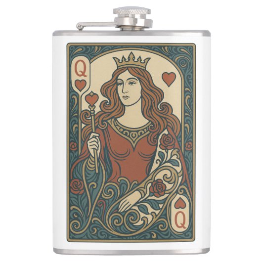 Königin des Herzens — Portrait "Art Nouveau Rosewo Flachmann (Vorderseite)