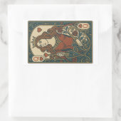 Königin des Herzens — Portrait "Art Nouveau Rosewo Rechteckiger Aufkleber (Tasche)