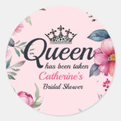 Königin des Herzens Rosa Brautparty Runder Aufkleber (Vorderseite)
