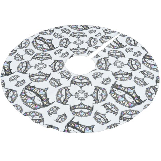 Königin des Herzens Silber Kronen Tiaras weißen Ba Polyester Weihnachtsbaumdecke (Schrägansicht)