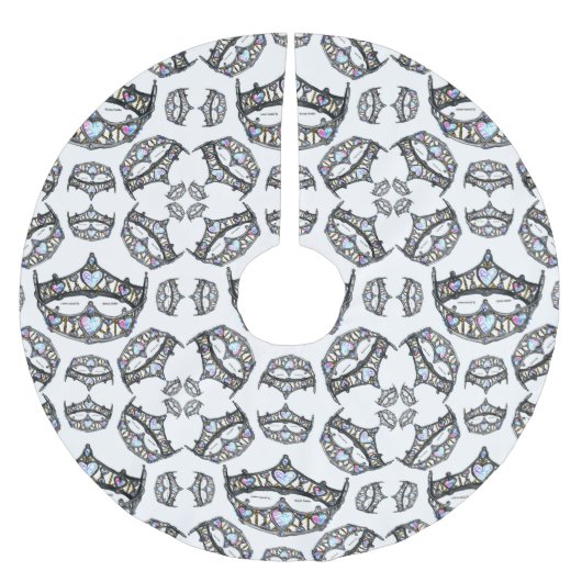 Königin des Herzens Silber Kronen Tiaras weißen Ba Polyester Weihnachtsbaumdecke (Vorderseite)