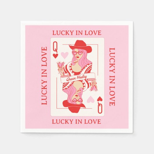 Königin des Herzens Spielkarten Bachelorette Serviette (Vorderseite)