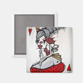 "Königin des Herzens" Square Magnet (Vorderseite/Rückseite)