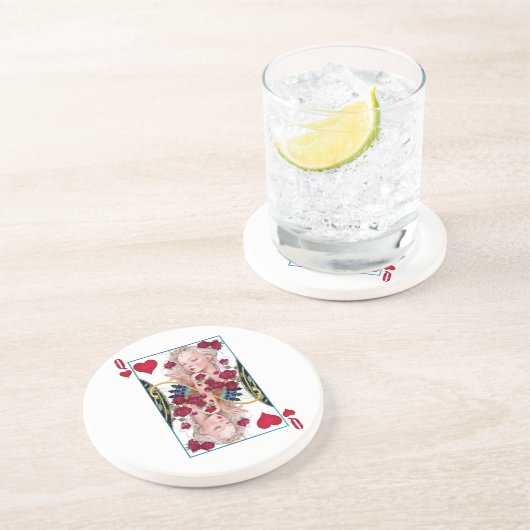 Königin des Herzens, überspannte Grafik, Spielkart Getränkeuntersetzer (Seite)