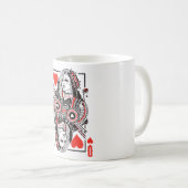 Königin des Herzens, überspannte Grafik, Spielkart Kaffeetasse (VorderseiteRechts)
