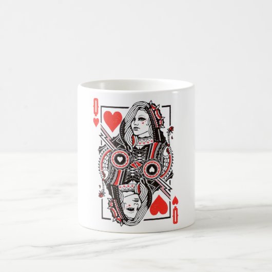 Königin des Herzens, überspannte Grafik, Spielkart Kaffeetasse (Mittel)