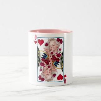 Königin des Herzens, überspannte Grafik, Spielkart Zweifarbige Tasse