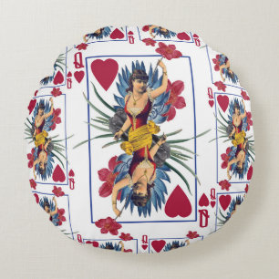 Königin des Herzens und der Blume Rundes Kissen