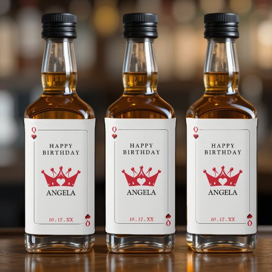 Königin des Herzogskasinos Poker-Karte Geburtstag Alkoholflaschenetikett