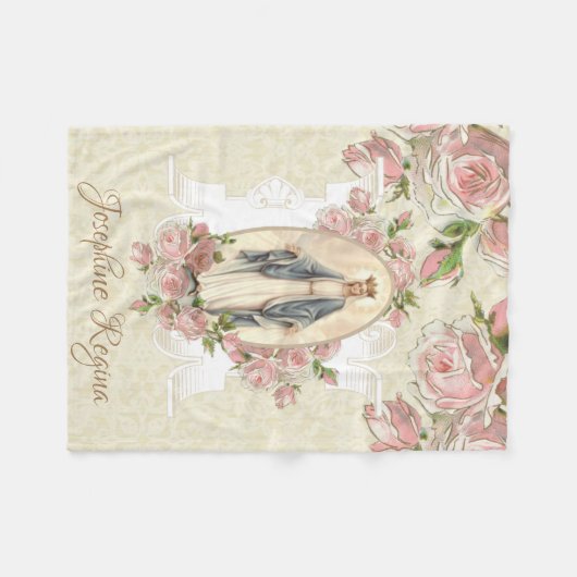 Königin des Himmels Gesegnete Jungfrau Mary Pink R Fleecedecke (Vorderseite (Horizontal))