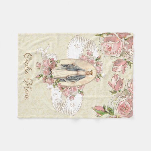 Königin des Himmels Gesegnete Jungfrau Mary Pink R Fleecedecke (Vorderseite (Horizontal))