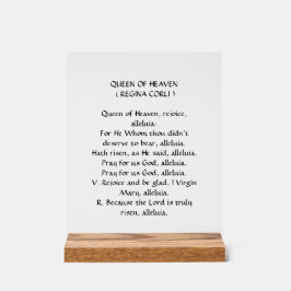 Königin des Himmels (Regina Coeli) Gebet Acrylschild