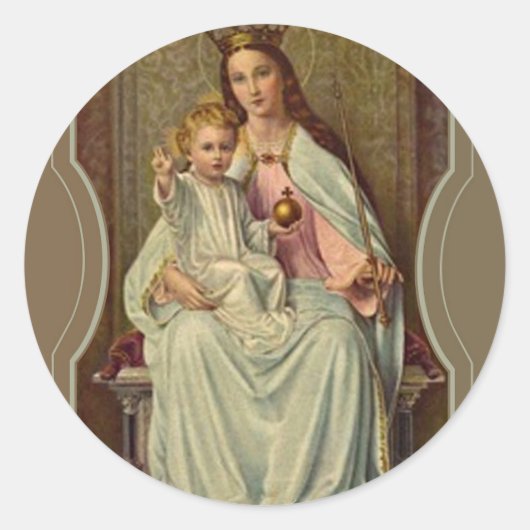 Königin des Himmels Säugling Jesus, der Globe hält Runder Aufkleber (Vorderseite)