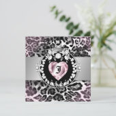 Königin des Kuss-311-Leopard-Tique von Herz-Bonbon Einladung (Stehend Vorderseite)