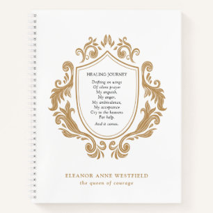 Königin des Mutes Heilungsreise Gedicht Gold Baroc Notizblock