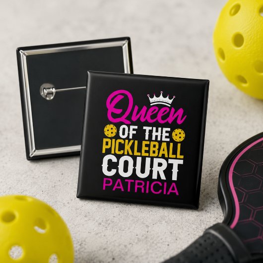 Königin des Pickleball Court Personalisiert Name Button
