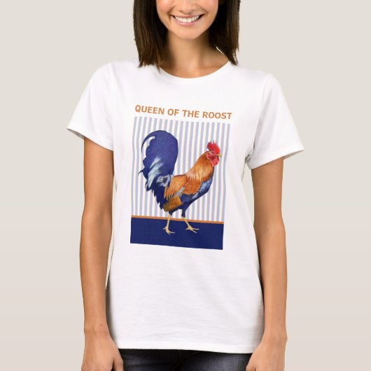 Königin des Roost Rooster Stripes T - Shirt (Vorderseite)